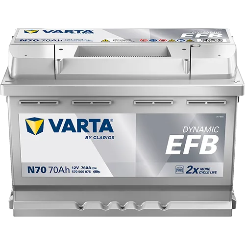 Аккумулятор Varta EFB N70 70 Ач обр. пол. 760A 278x175x190 (New)