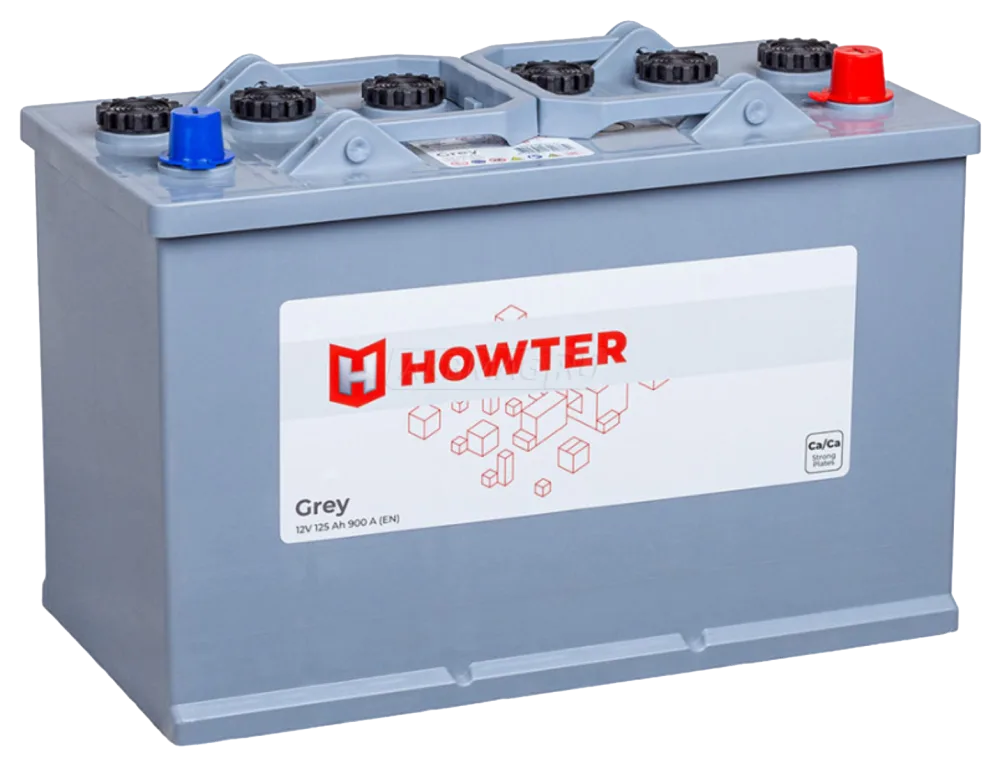 Аккумулятор HOWTER Grey D34 125 Ач обр. пол. 900А 344x172x230