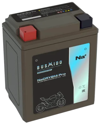 Аккумулятор BUSHIDO NaCRYB14 Pro Натрий-ионный 13,5Ач 270A прям. пол. 132x88x163 YTX14AH-BS