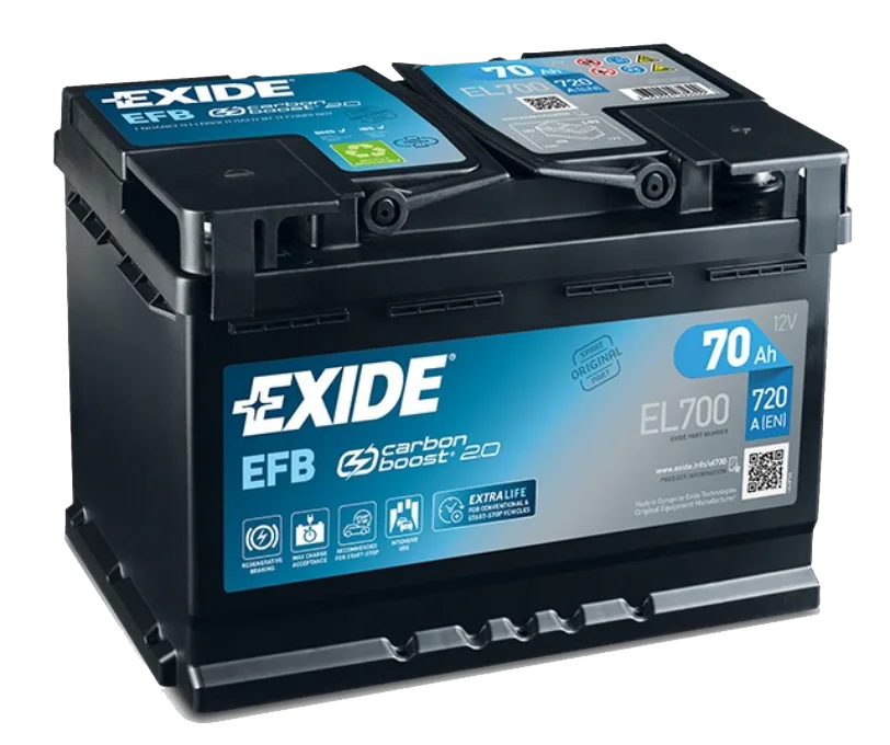 Аккумулятор Exide Excell EB708 70 Ач прям. пол. 740А 260x180x186