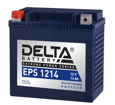 Аккумулятор для мототехники DELTA EPS 1214 12Ач 210A прям. пол. 149x87x144 (YTX14-BS, YTX14H-BS, YTX16-BS, YB16B-A)