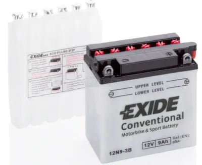 Аккумулятор для мототехники EXIDE CONVENTIONAL 12N9-3B 9Ач 85A прям. пол. 135x75x139 (12N7A-3B)