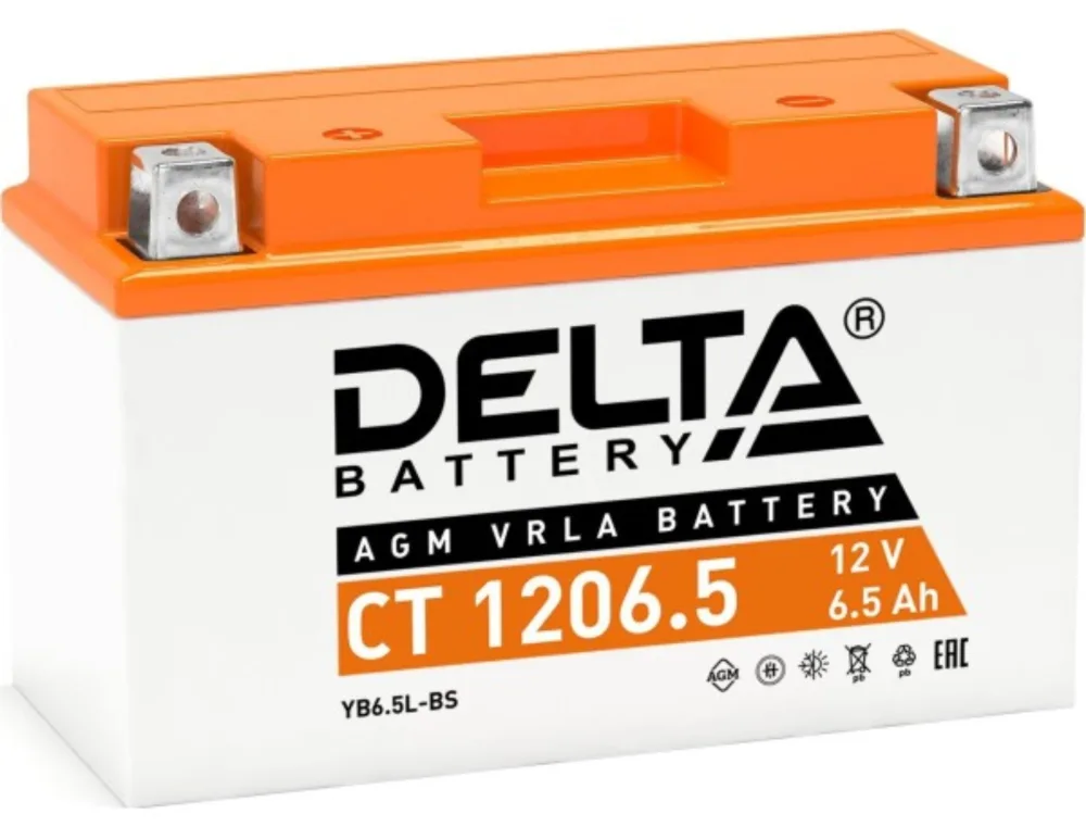 Аккумулятор для мототехники DELTA CT 1206.5 6,5 Ач обр. пол. 138x65x100 (YB6.5L-BS)