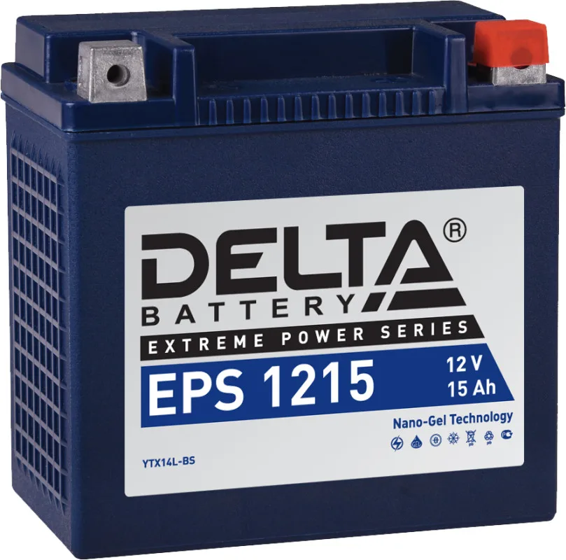 Аккумулятор для мототехники DELTA EPS 1215 14Ач 220A обр. пол. 150x85x147 (YTX14L-BS)