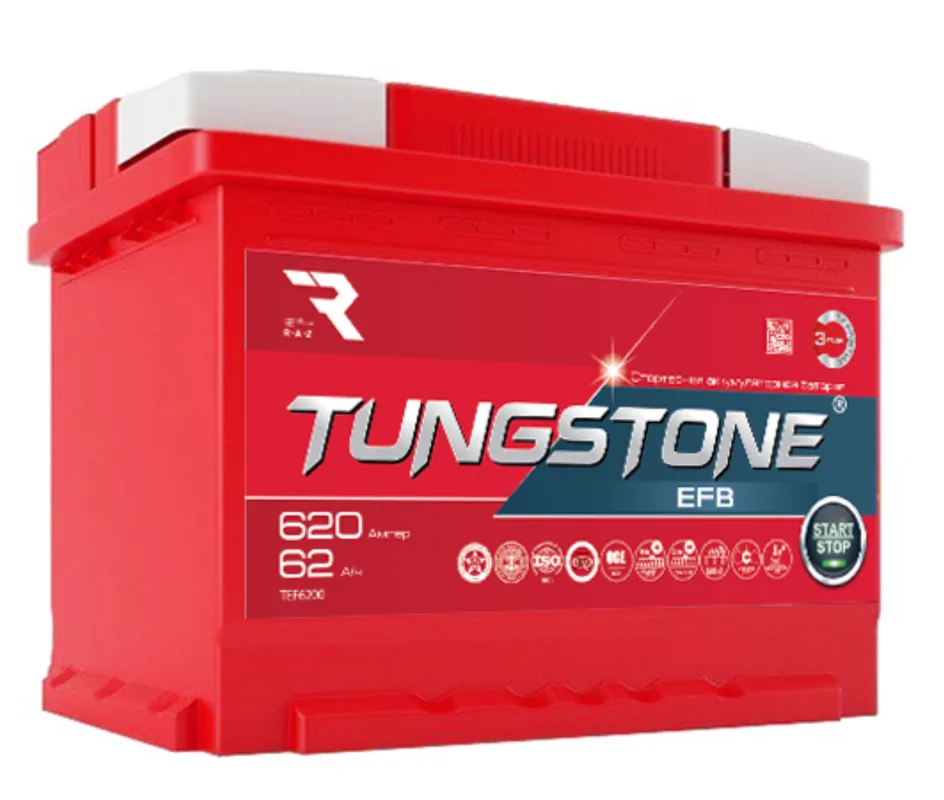 Аккумулятор Tungstone EFB 62 Ач прям. пол. 620A 242х175х190