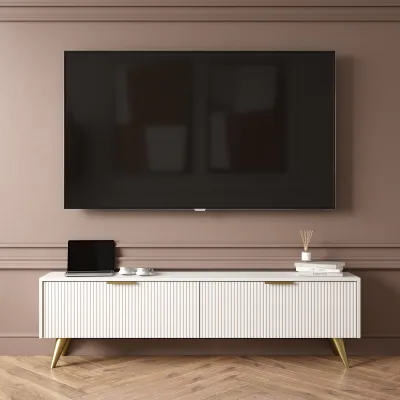 Тумба под телевизор DIWO Краснодар напольная 160x45x27 белая, ручка золото