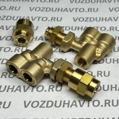 Фитинг четверник 8-8-М12Ø6-М10вн (F-обр.) ТИСКОН (РОССИЯ) (аналог Camozzi 9604)