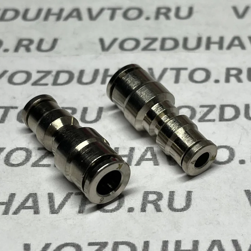 Фитинг прямой 06-04 (соединитель) Camozzi R6580 никель