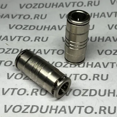 Фитинг прямой 10-10 (соеденитель) Camozzi R6580 10 Никель (НОВАЯ СЕРИЯ)