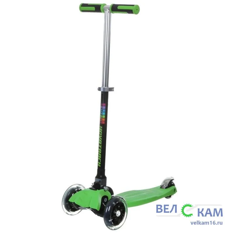 Самокат-кикборд Nov RainBow мкол подростк,60кг,зел 120RAINBOW.GN6